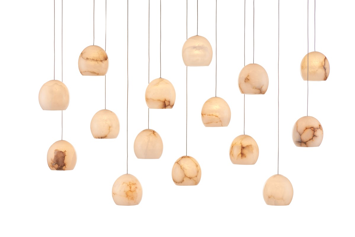 Lazio Multi-Drop Pendant Lighting Currey & Co 15-Light Rectangular  