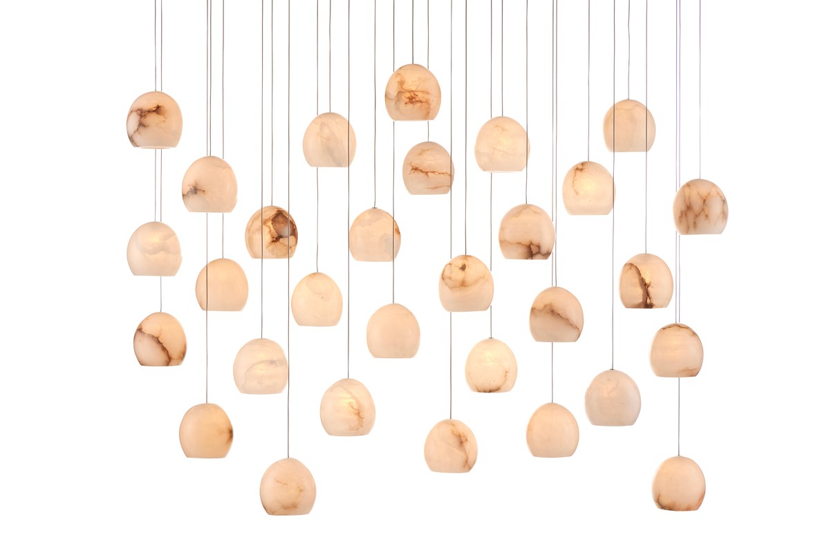 Lazio Multi-Drop Pendant Lighting Currey & Co 30-Light Rectangular  