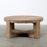 Capri Round Coffee Table Crossed Leg Weathered Natural