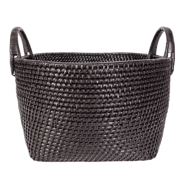 Artifacts Rattan™ Saboga Home Round Basket with Hoop Handles: Honey Brown