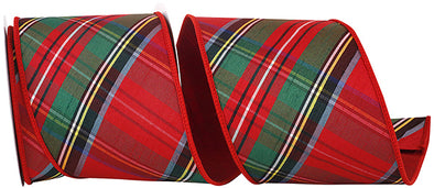 Plaid Dupioni Classic Diagonal Luxe Red Backed Wired Edge