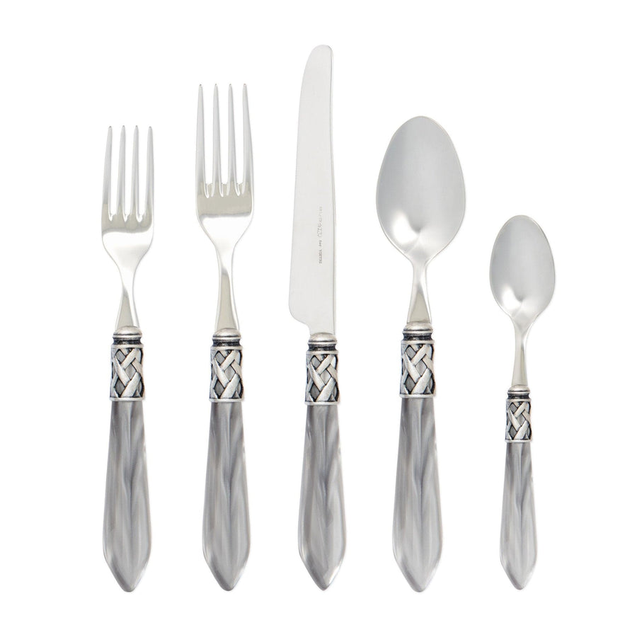 Aladdin Antique Five-Piece Place Setting Tabletop Vietri Light Gray Single Set 