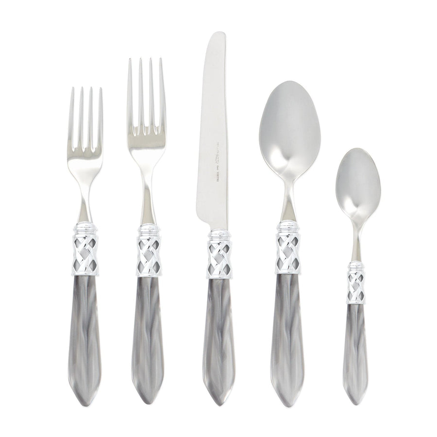 Aladdin Brilliant Five-Piece Place Setting Tabletop Vietri Light Grey  