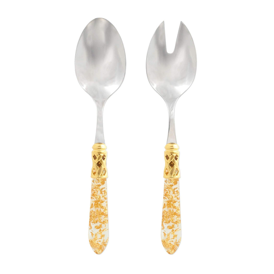 Aladdin Brilliant Salad Server Set Tabletop Vietri Gold Fleck  
