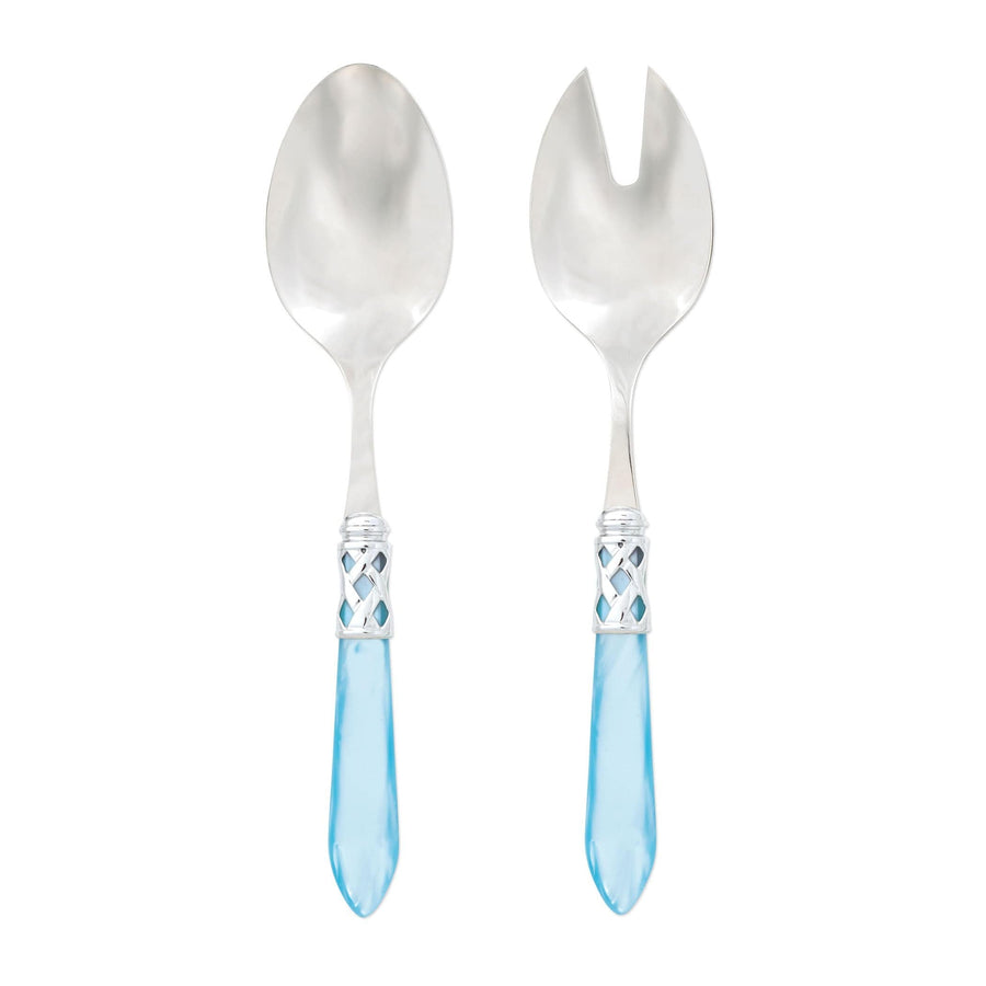 Aladdin Brilliant Salad Server Set Tabletop Vietri Light Blue  