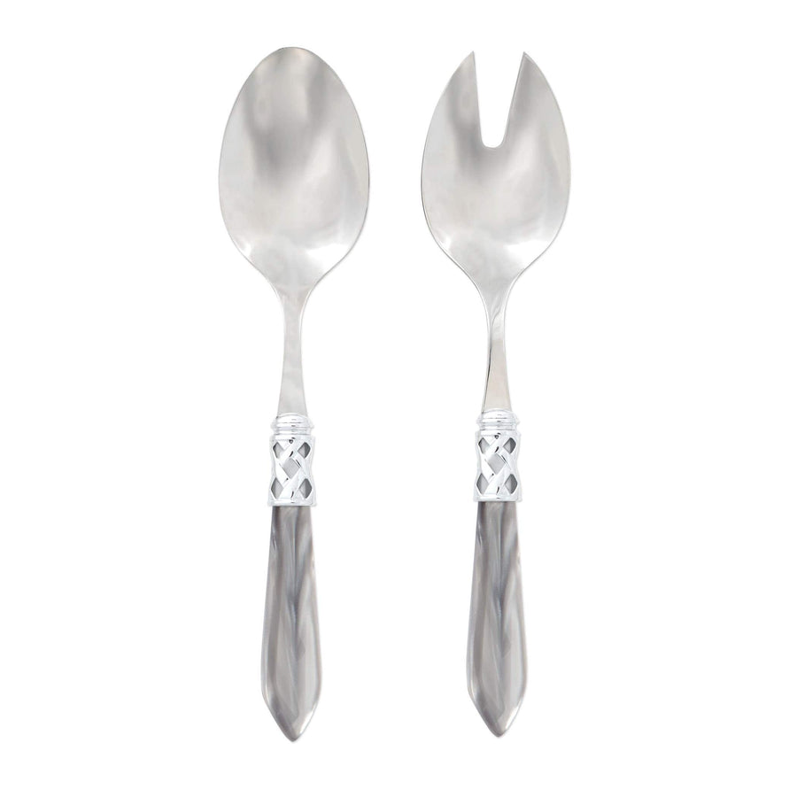 Aladdin Brilliant Salad Server Set Tabletop Vietri Light Grey  