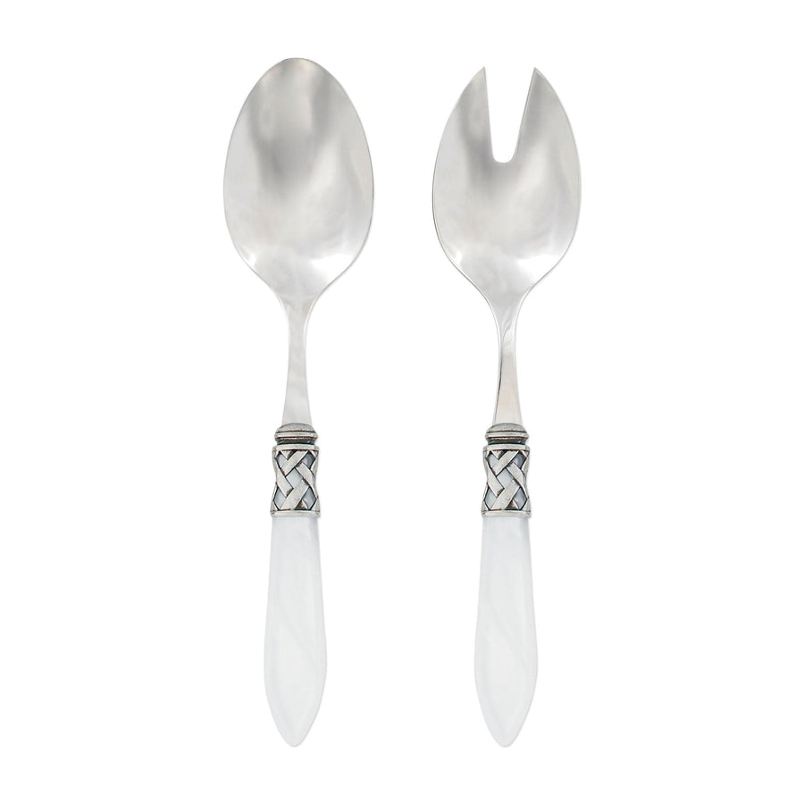 Aladdin Antique Salad Server Set Tabletop Vietri White  