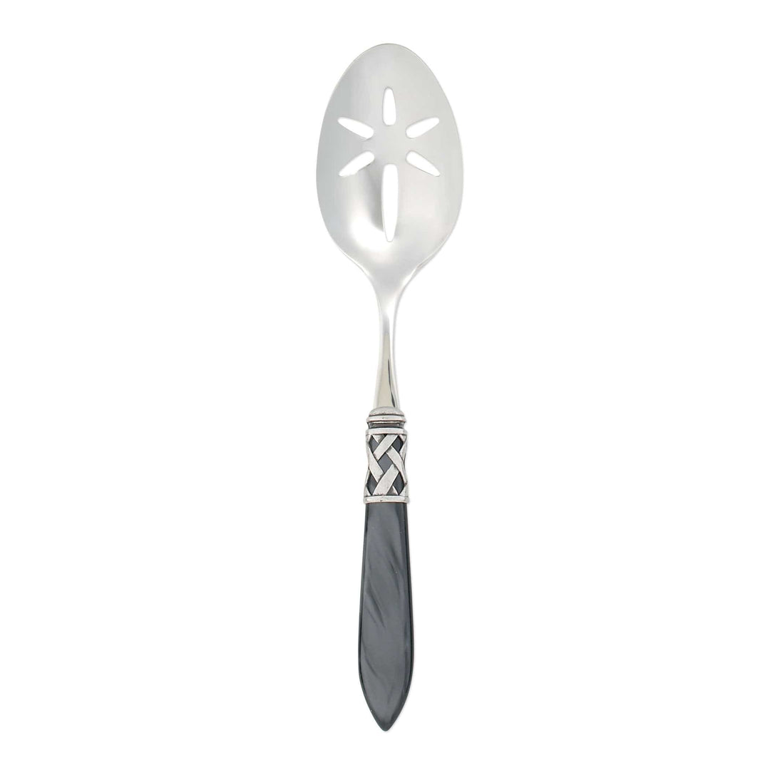 Aladdin Antique Slotted Serving Spoon Tabletop Vietri Charcoal  