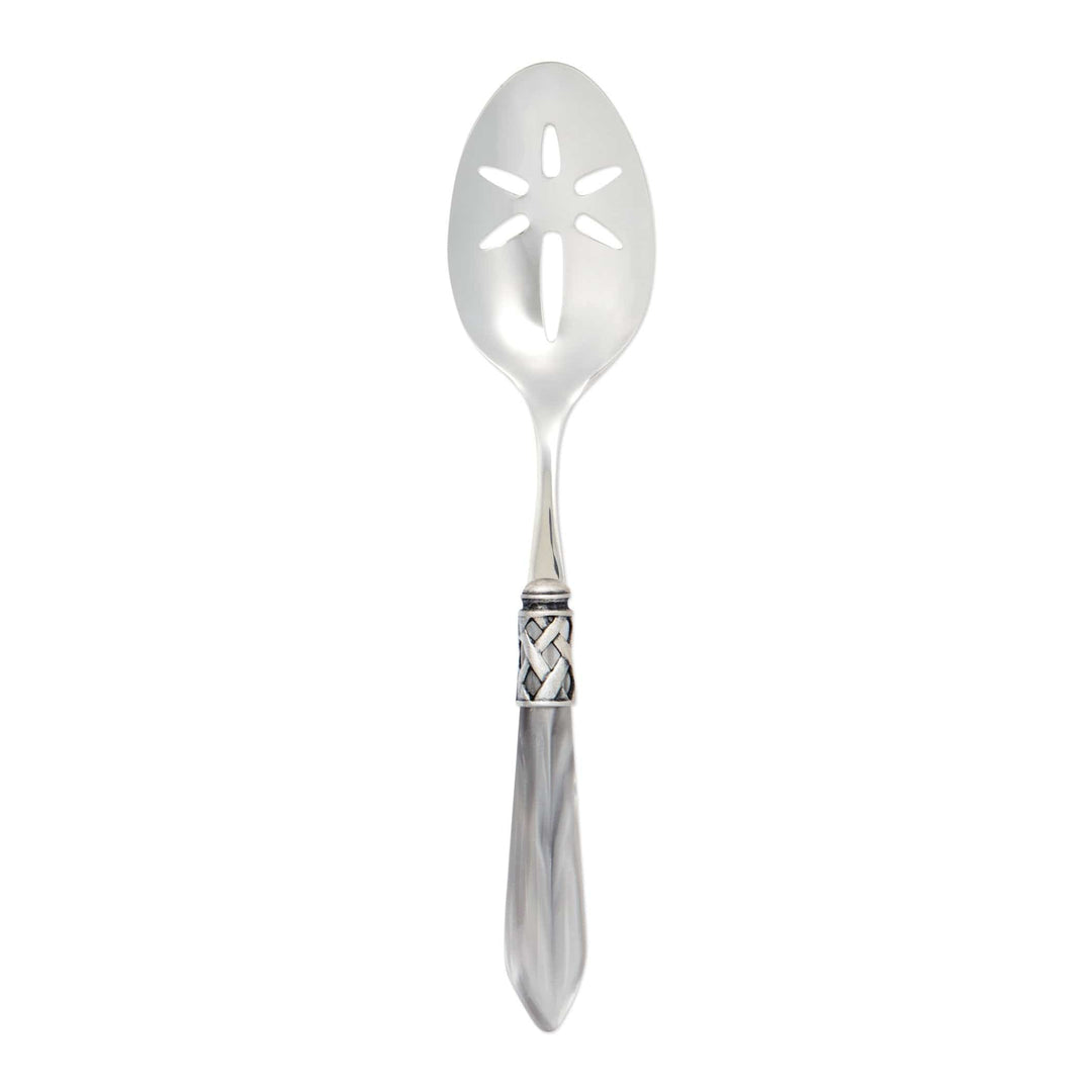 Aladdin Antique Slotted Serving Spoon Tabletop Vietri Light Grey  