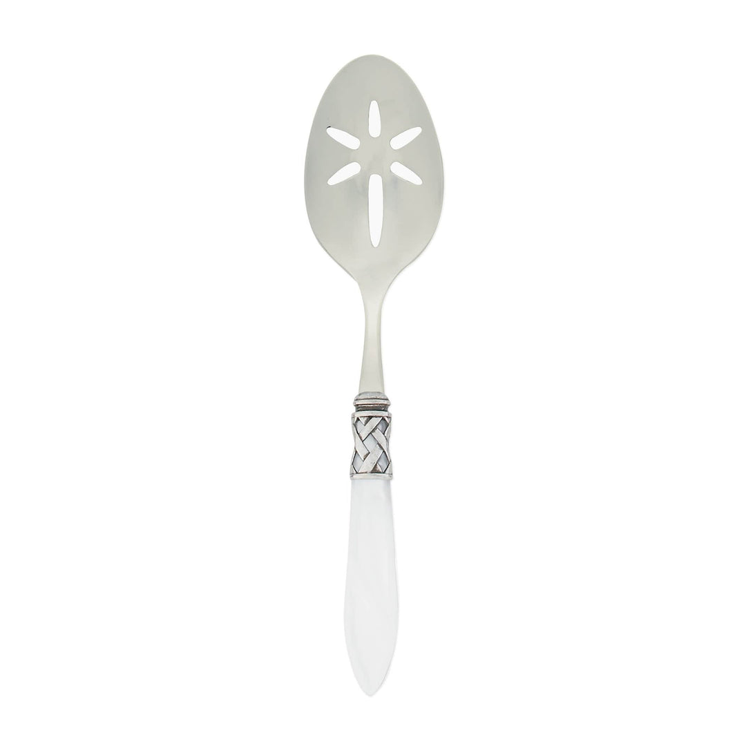 Aladdin Antique Slotted Serving Spoon Tabletop Vietri White  