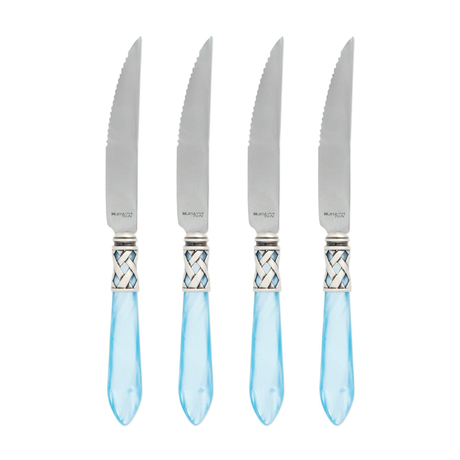 Aladdin Antique Steak Knife Tabletop Vietri Light Blue Set of 4 