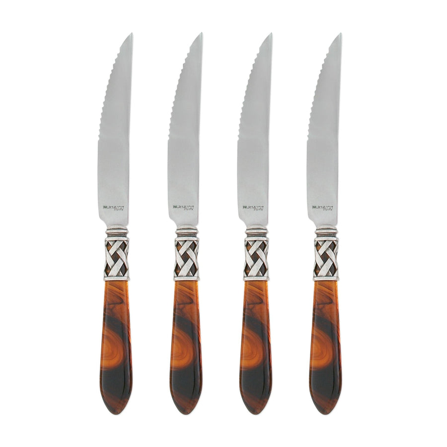 Aladdin Antique Steak Knife Tabletop Vietri Tortoiseshell Set of 4 