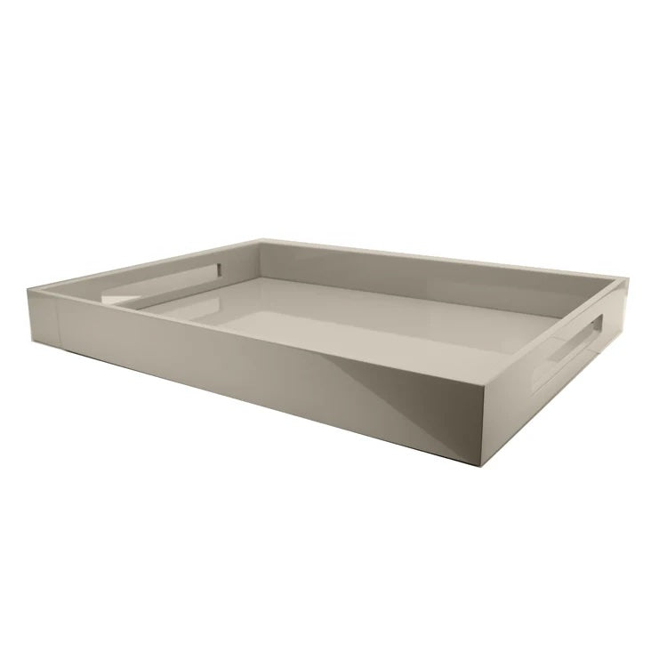 Large Chiffon Grey Laquered Ottoman Tray