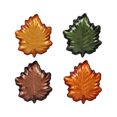 Autunno Glass Figural Leaf Canape Plates