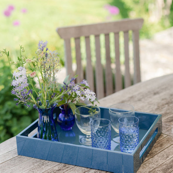 Blue Shagreen Lacquered Serving Tray
