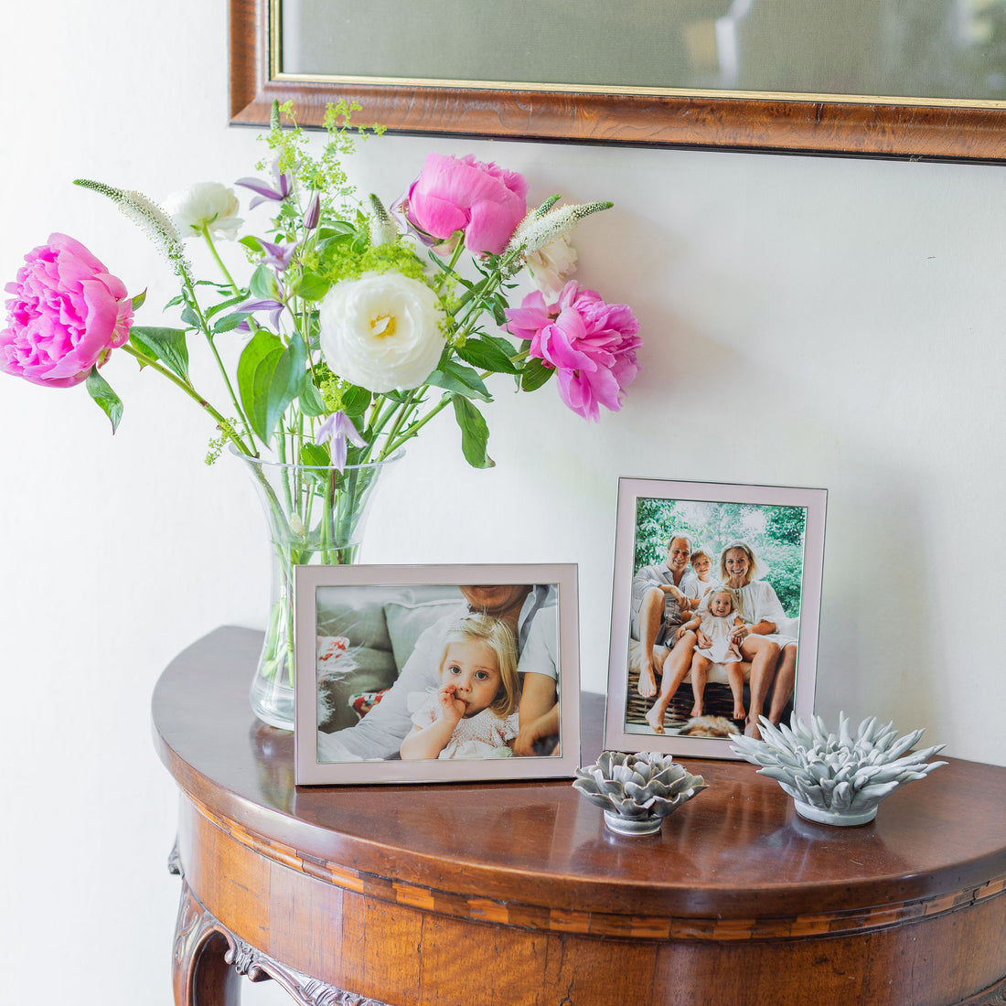 Light Pink & Silver Enamel Picture Frame Picture Frames Addison Ross   