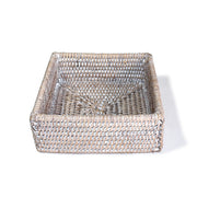 Whitewash Square Rattan Cocktail Napkin Box