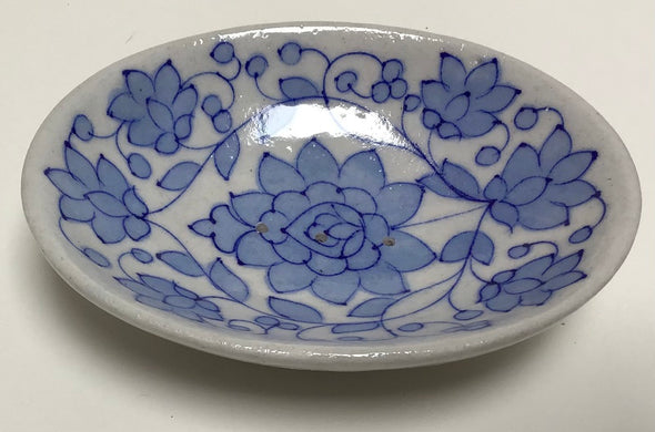 Floral Blue Round Soap Dish Bath Natural Habitat   