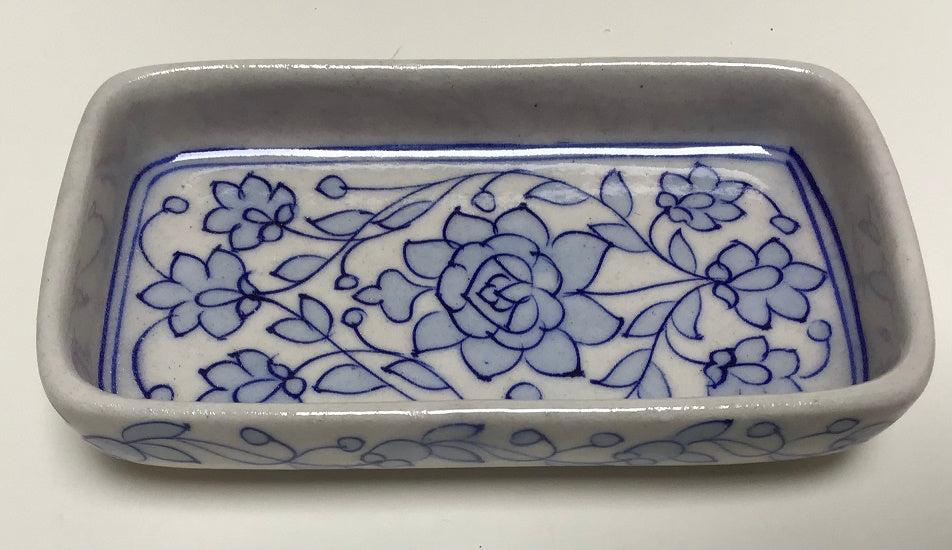 Floral Blue Rectangle Soap Dish Bath Natural Habitat   