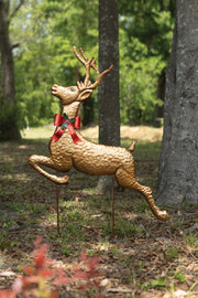 Painted Metal Reindeer Yard Stake