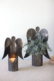 Rustic Metal Angel Candle Holders