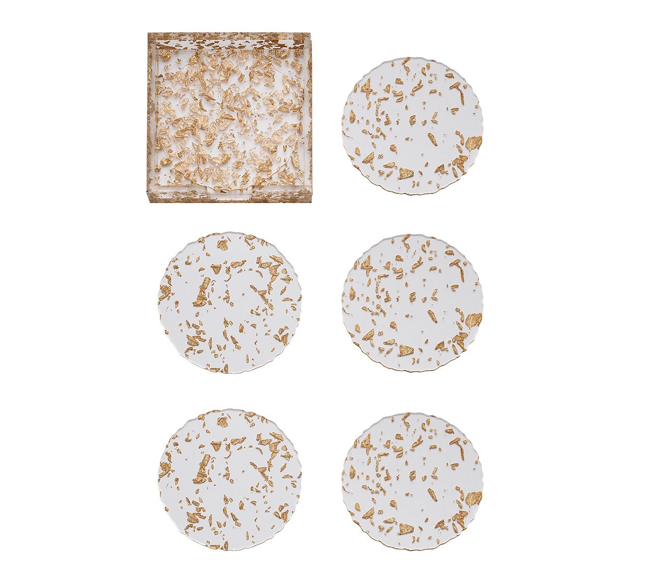 Stardust Drink Coasters in Clear & Gold