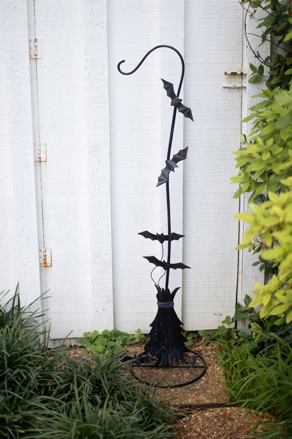 Painted Metal Halloween Witch Hat with Bats