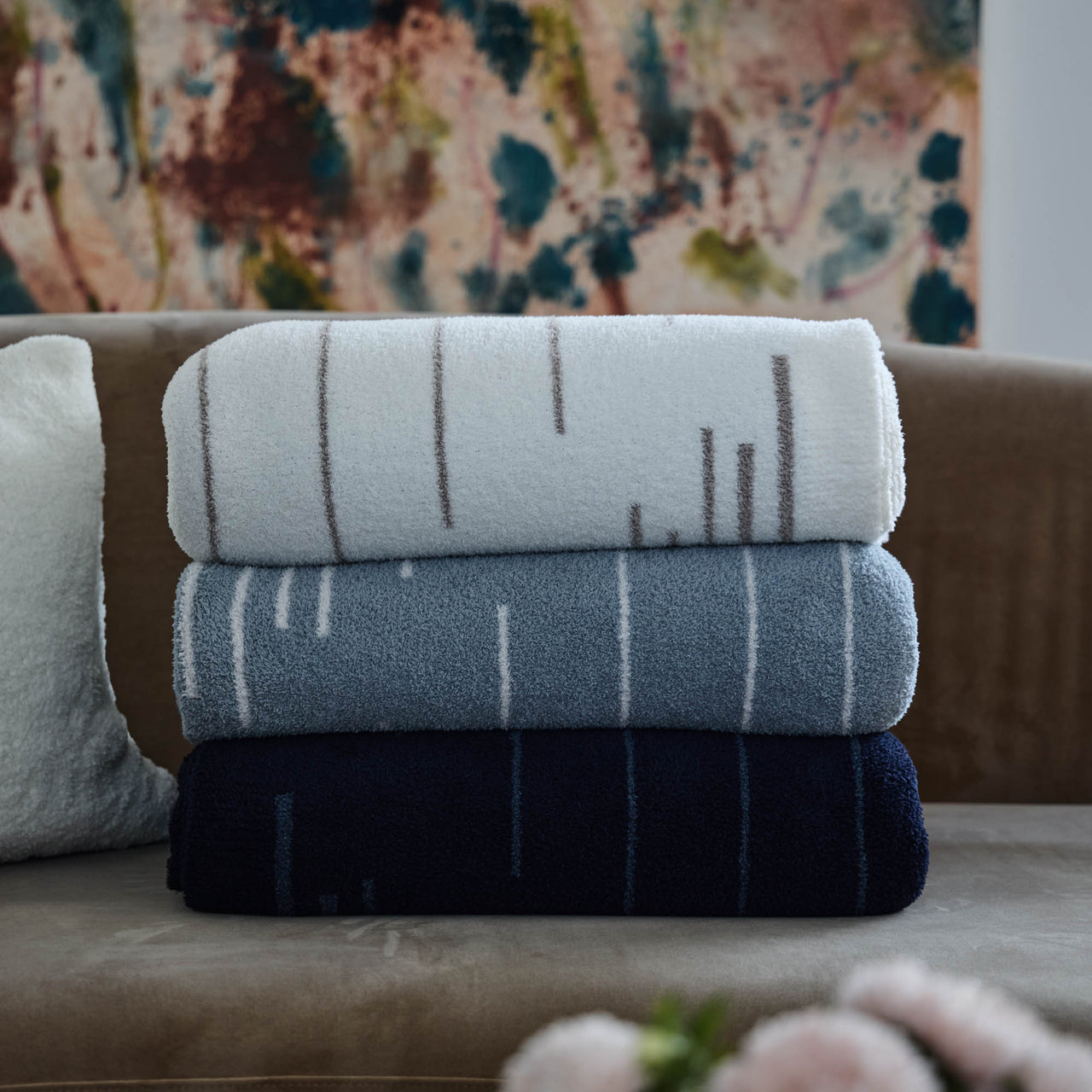 Diamond Stripe Dream Plush Throw Bedding Kashwere   
