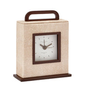 Ecru Faux Shagreen Carriage Clock