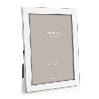 White Enamel & Silver Picture Frame