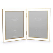 White & Gold Enamel Double Picture Frame Picture Frames Addison Ross   