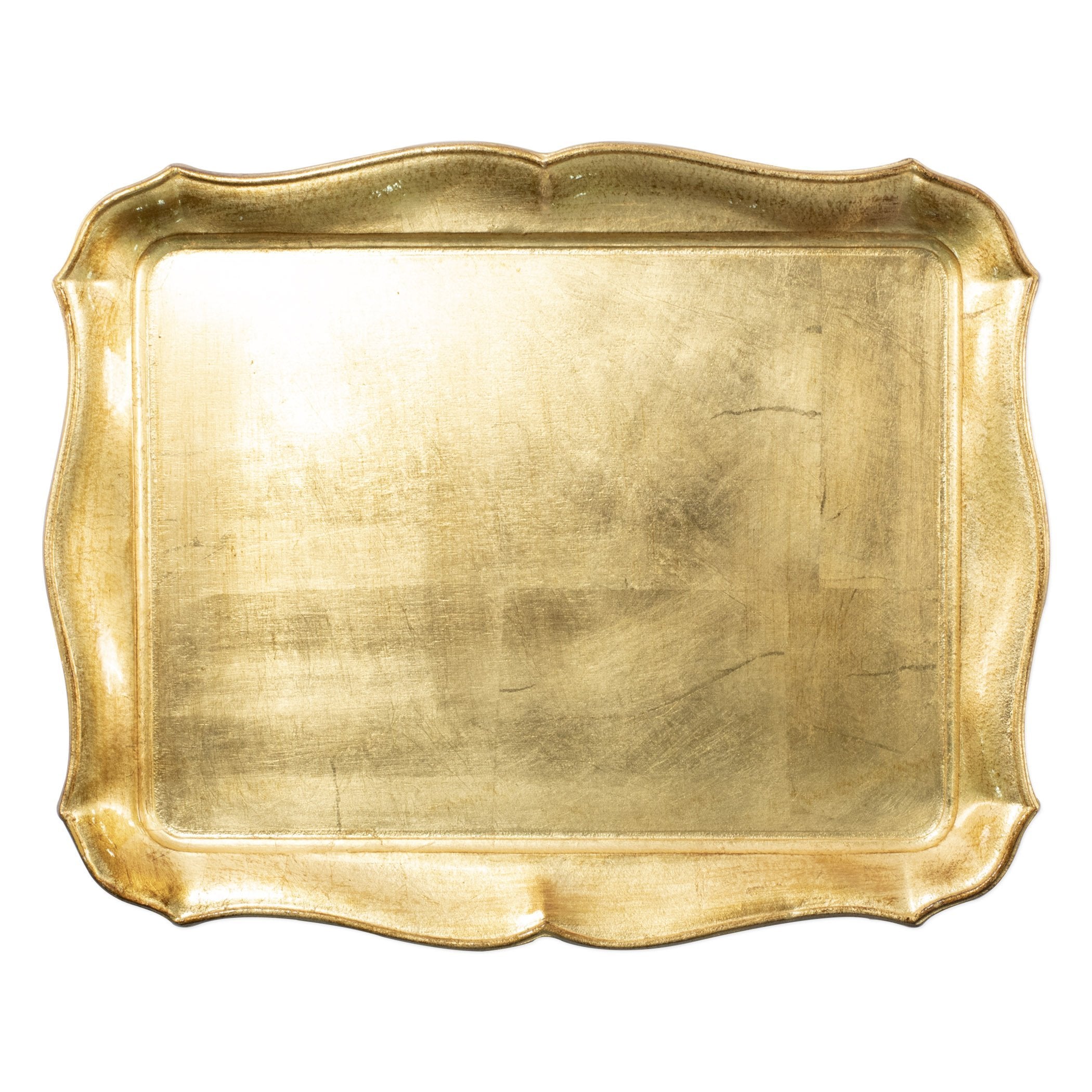 Florentine Wooden Gold Rectangular Tray