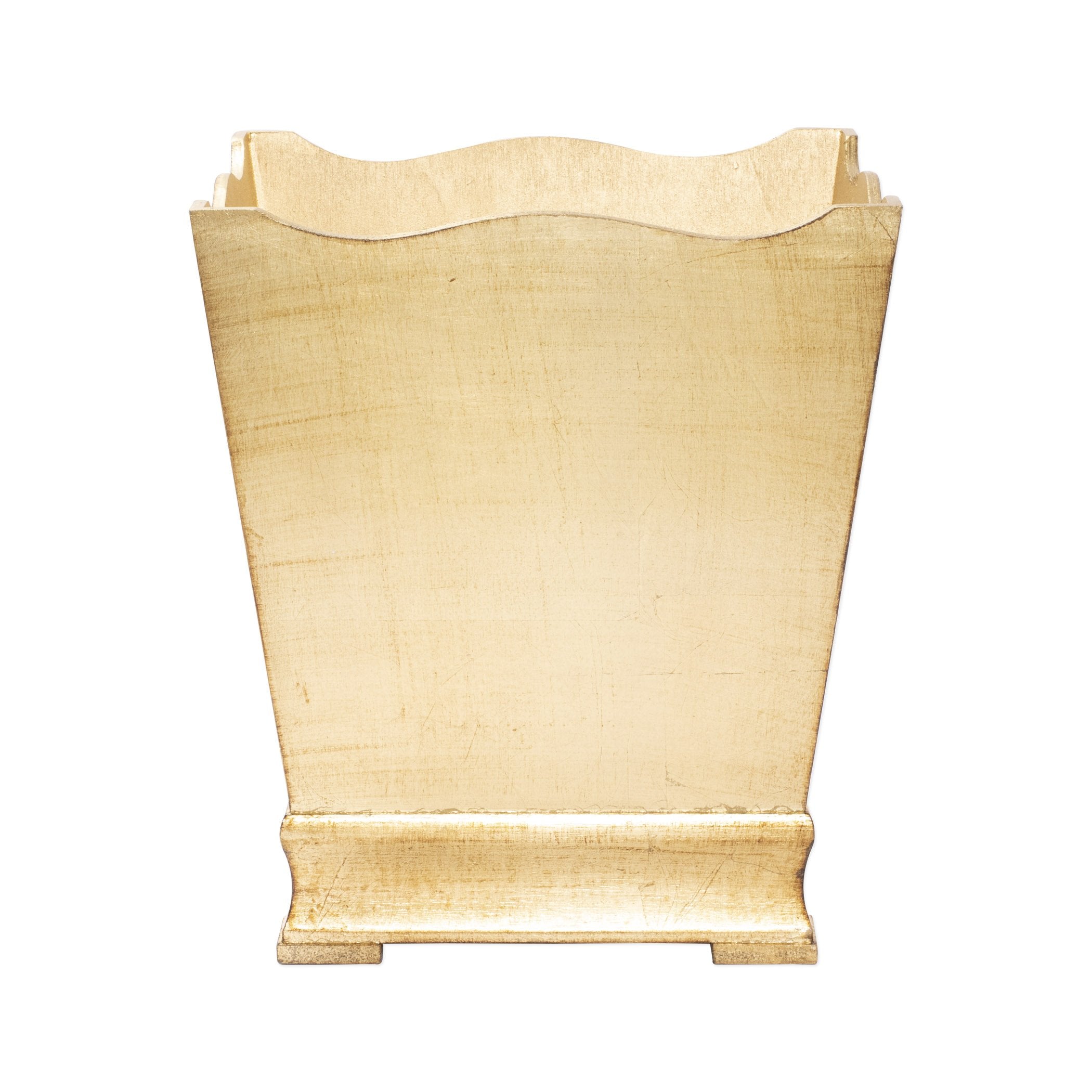 Florentine Wooden Gold Waste Basket