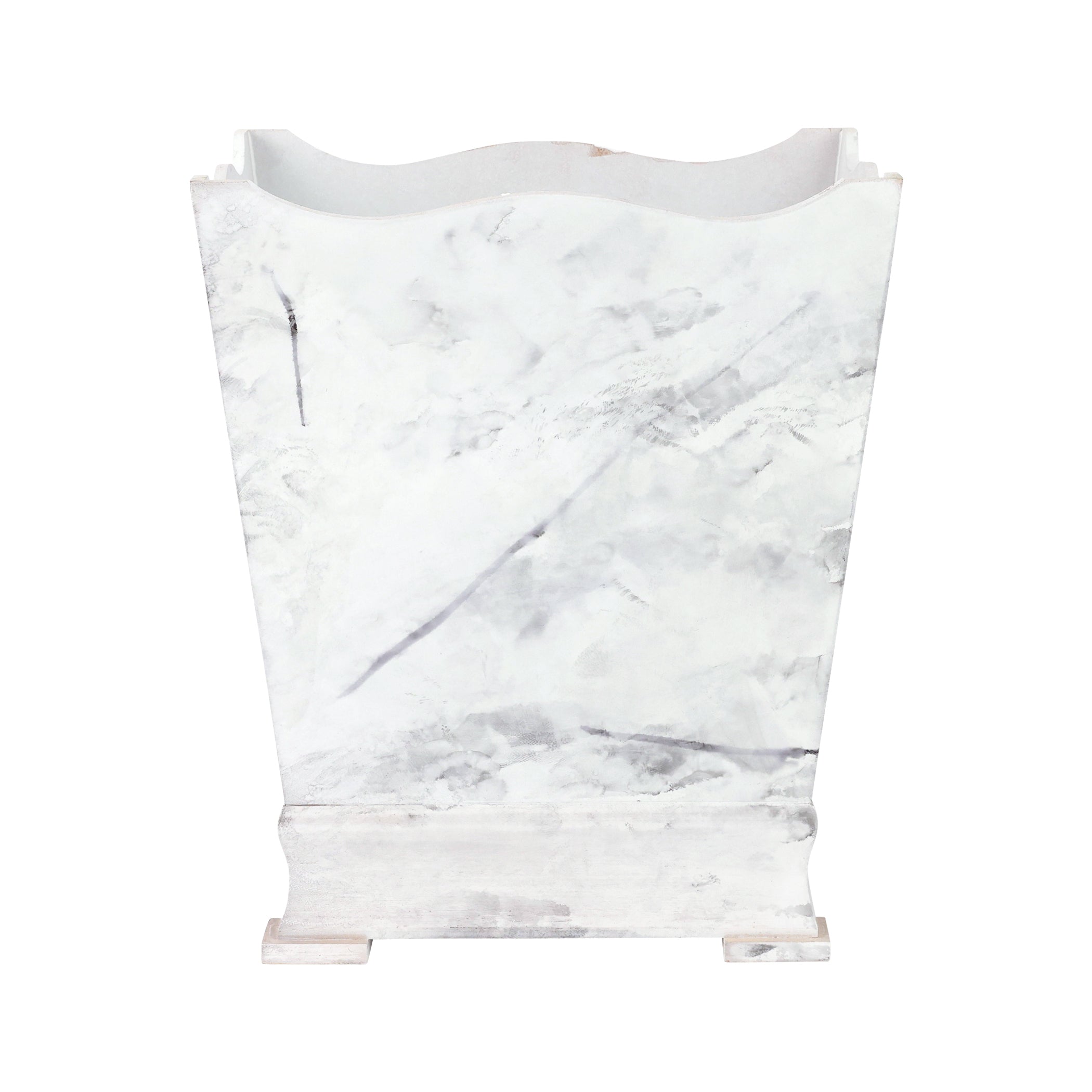 Florentine Wooden Marble Waste Basket