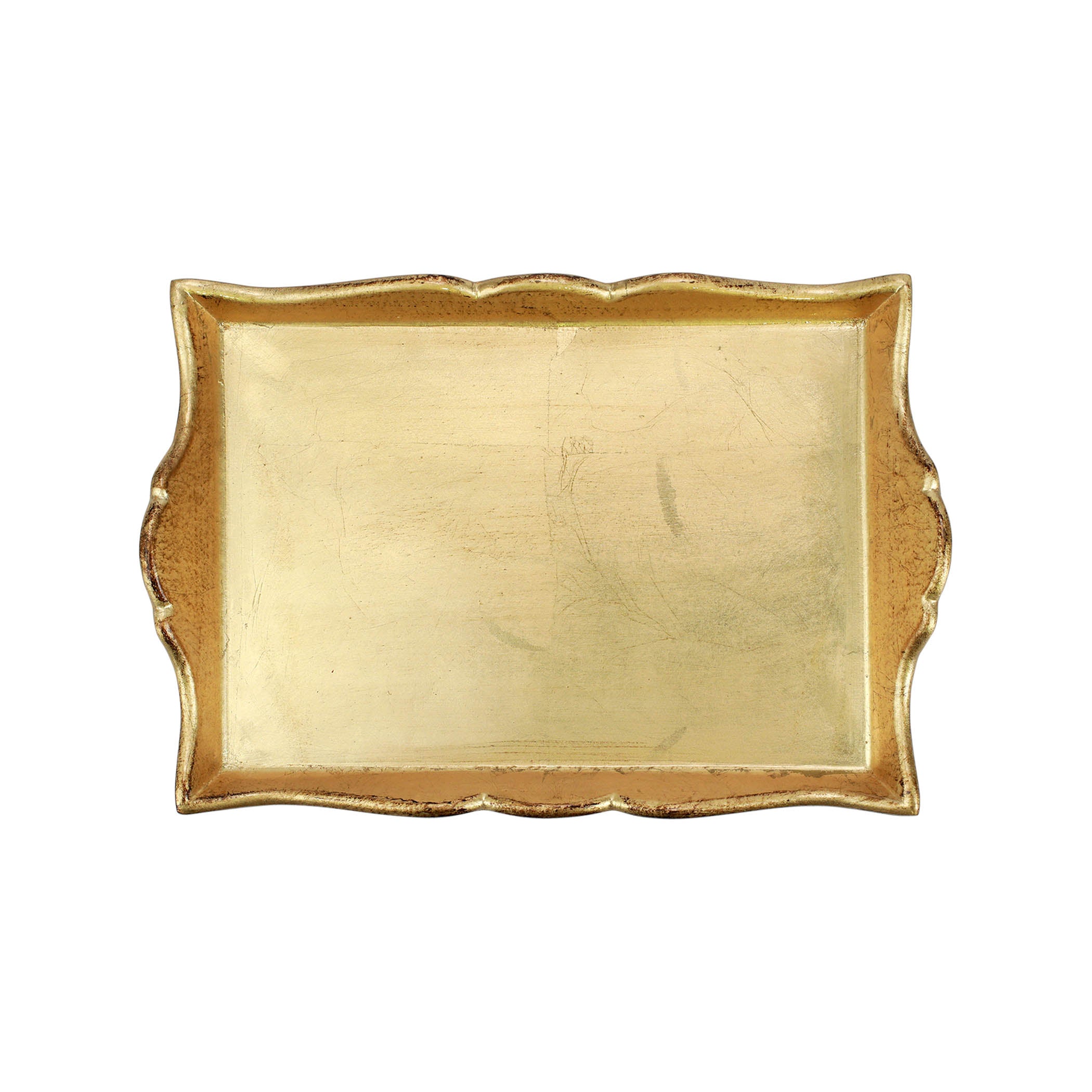 Florentine Wooden Gold Handled Small Rectangular Tray