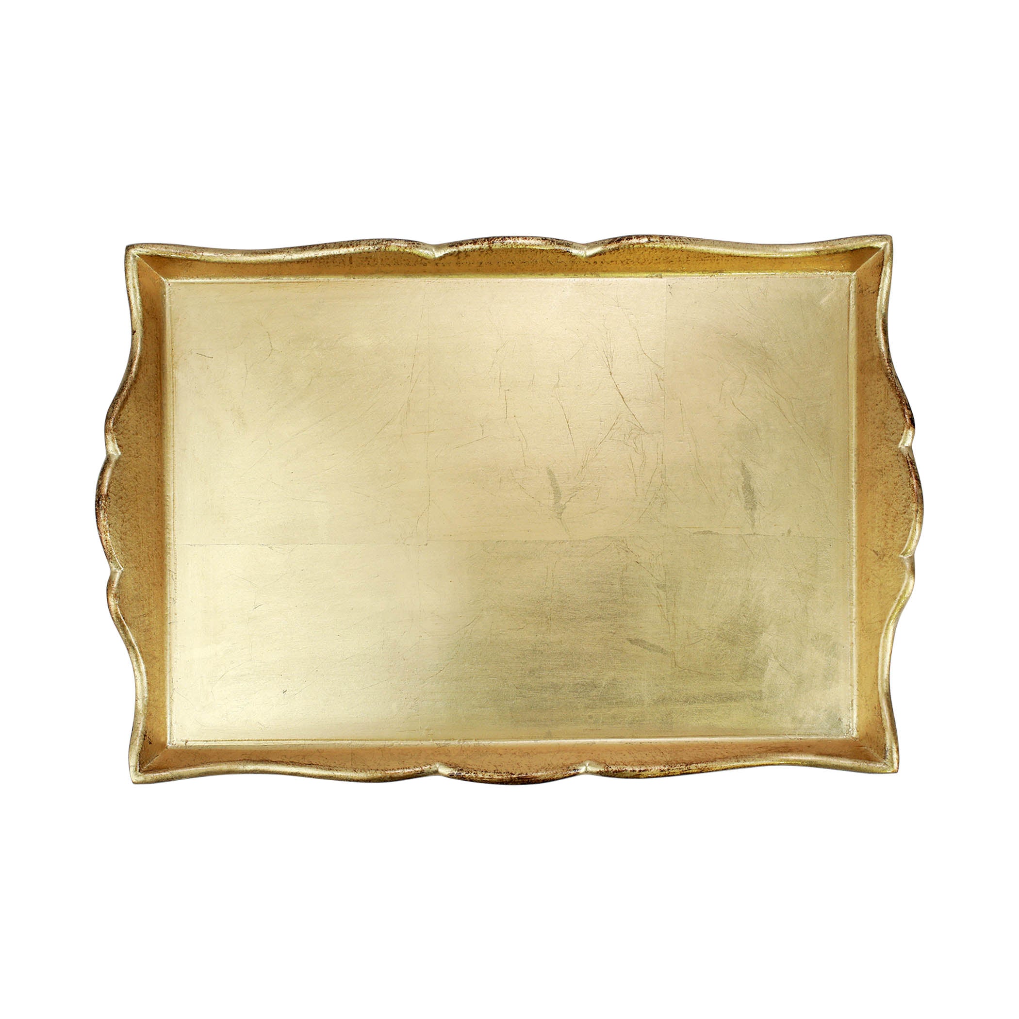 Florentine Wooden Gold Handled Medium Rectangular Tray