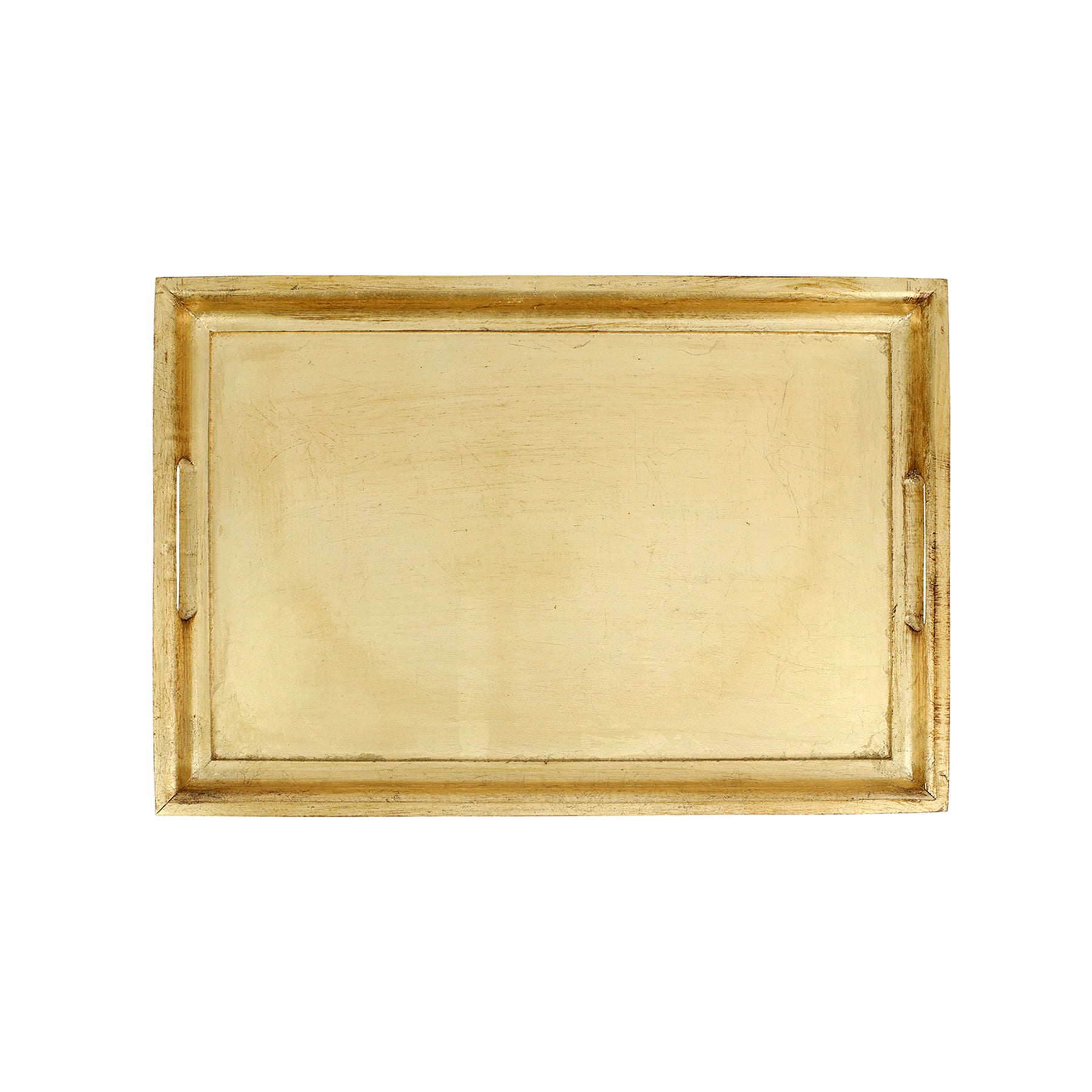 Florentine Wooden Gold Medium Rectangular Tray