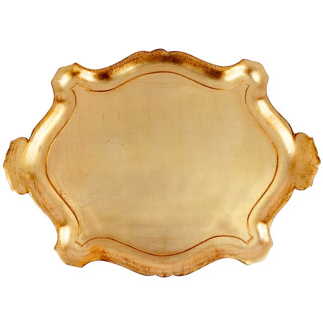 Florentine Wooden Gold Extra-Large Oblong Tray