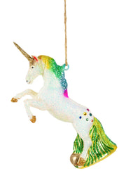 Glittered Rainbow Unicorn Ornament