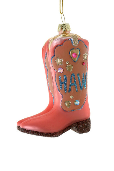 Yee Haw Cowgirl Boot Ornament