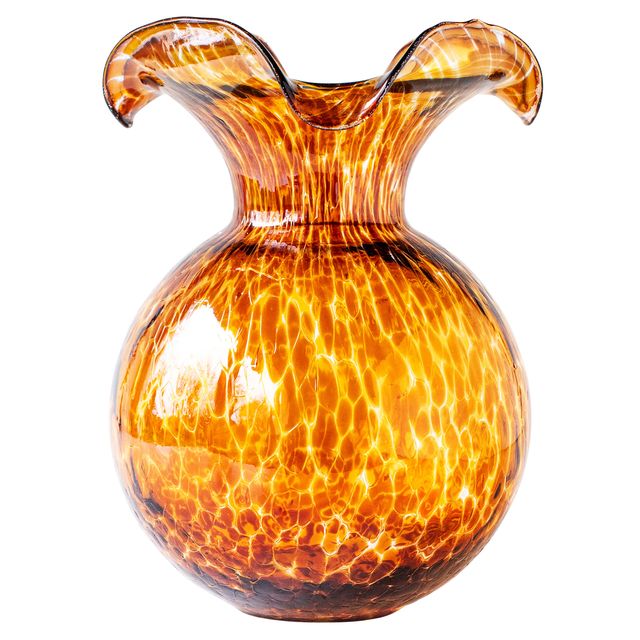Hibiscus Glass Large Fluted Vase