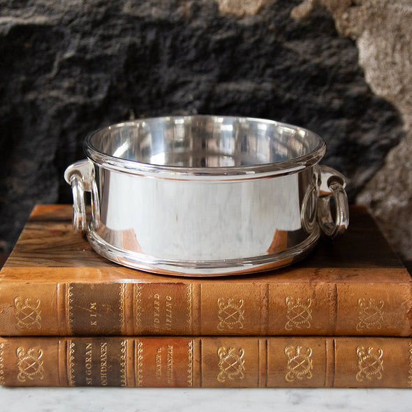 Hotel Silver Bottle Coaster / Bowl With Ring Handles