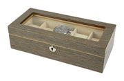 Grey Glass Top Watch Box 5"x11x3"