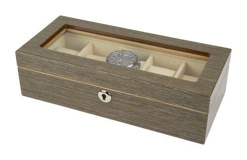 Grey Glass Top Watch Box 5"x11x3"