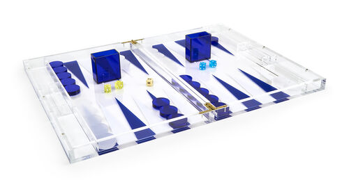 Lucite Backgammon Set Blue
