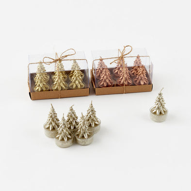 Glittered Metallic Tree Tealight Candles