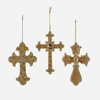 Gold Jewel Cross Ornament