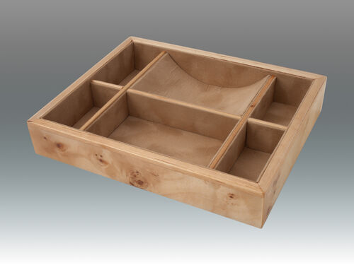 Divided Valet Tray - Tan Burl