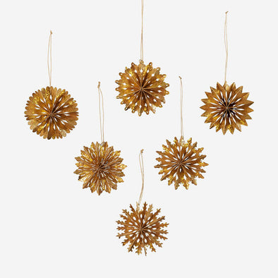 Gold Paper Snowflake Ornaments