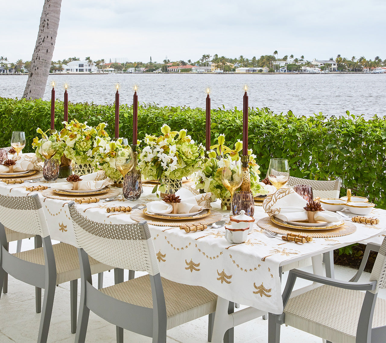Embroidered Palm Tablecloth